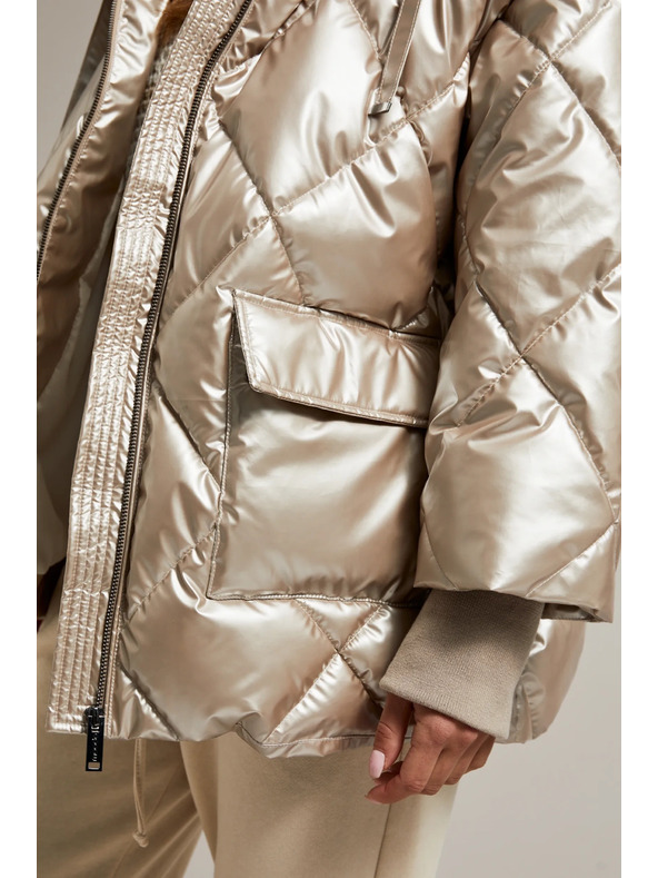 Moodo Prešívaná bunda s veľkými vreckami béžová Moodo
