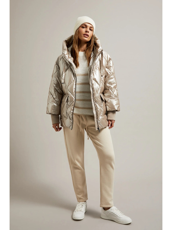 Moodo Prešívaná bunda s veľkými vreckami béžová Moodo