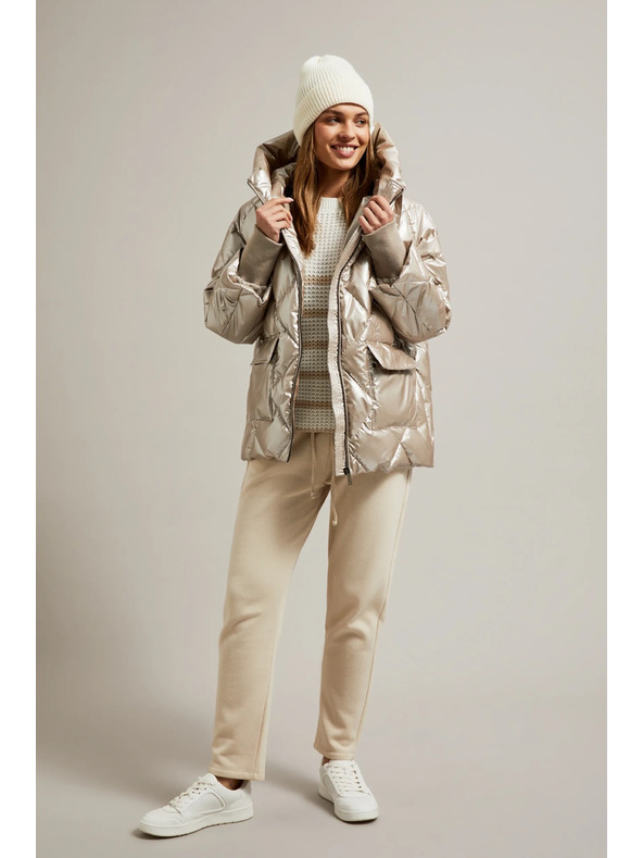 Moodo Prešívaná bunda s veľkými vreckami béžová Moodo