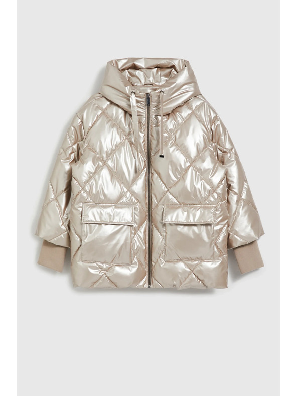 Moodo Prešívaná bunda s veľkými vreckami béžová Moodo