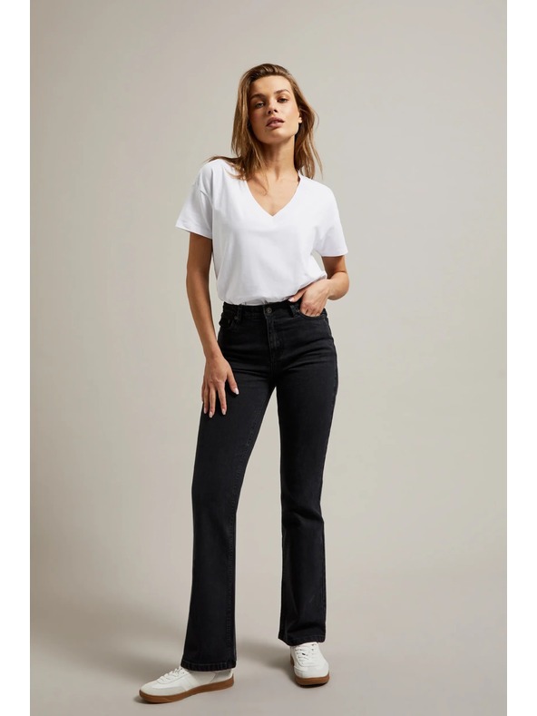 Moodo Hladké čierne džínsy bootcut Moodo