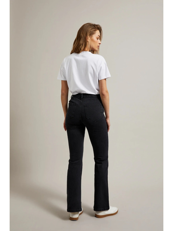 Moodo Hladké čierne džínsy bootcut Moodo