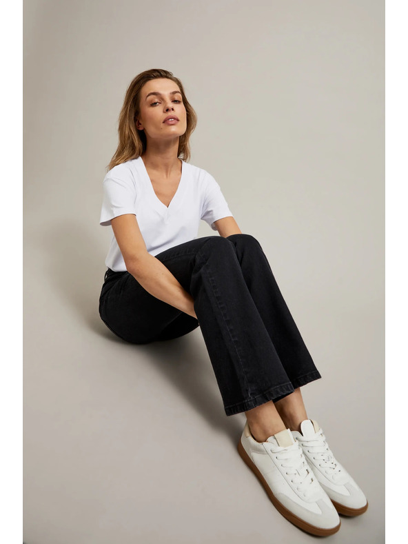 Moodo Hladké čierne džínsy bootcut Moodo