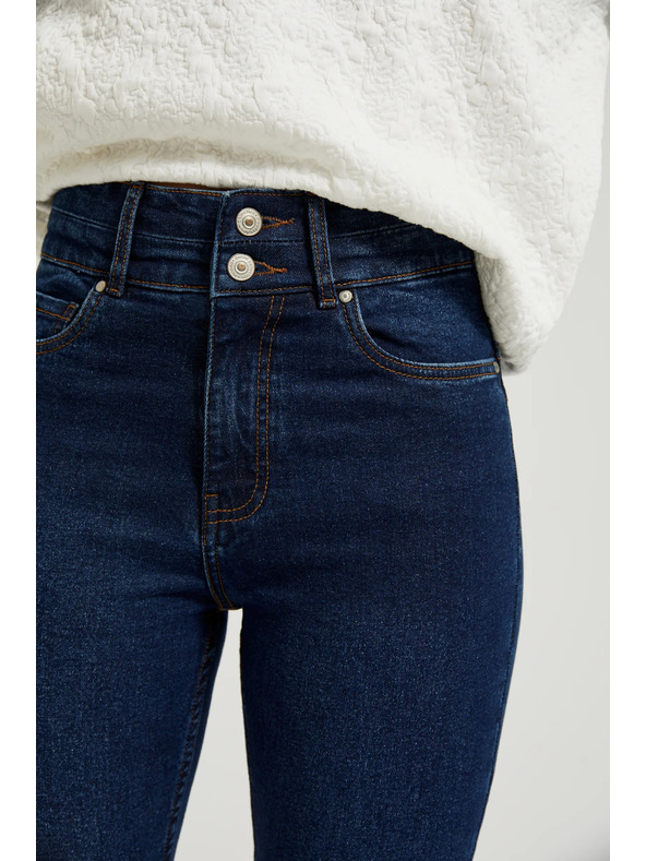 Moodo Modré bavlnené úzke džínsy Moodo