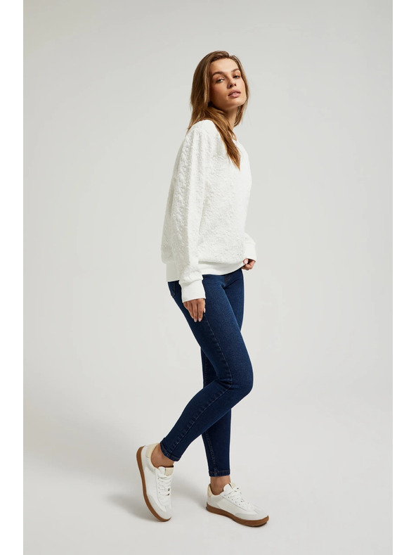 Moodo Modré bavlnené úzke džínsy Moodo