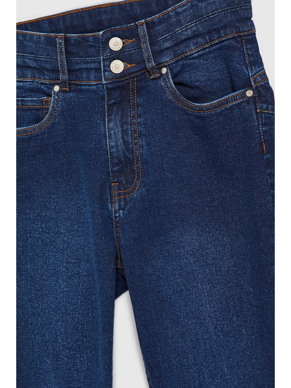 Moodo Modré bavlnené úzke džínsy Moodo