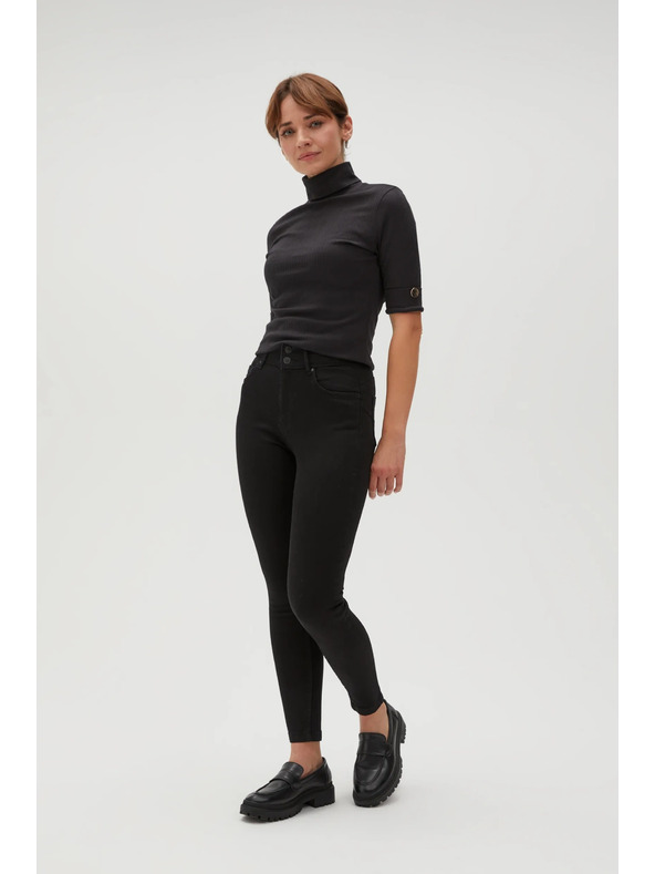Moodo Hladké úzke čierne džínsy Moodo