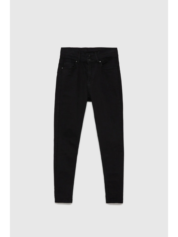 Moodo Hladké úzke čierne džínsy Moodo