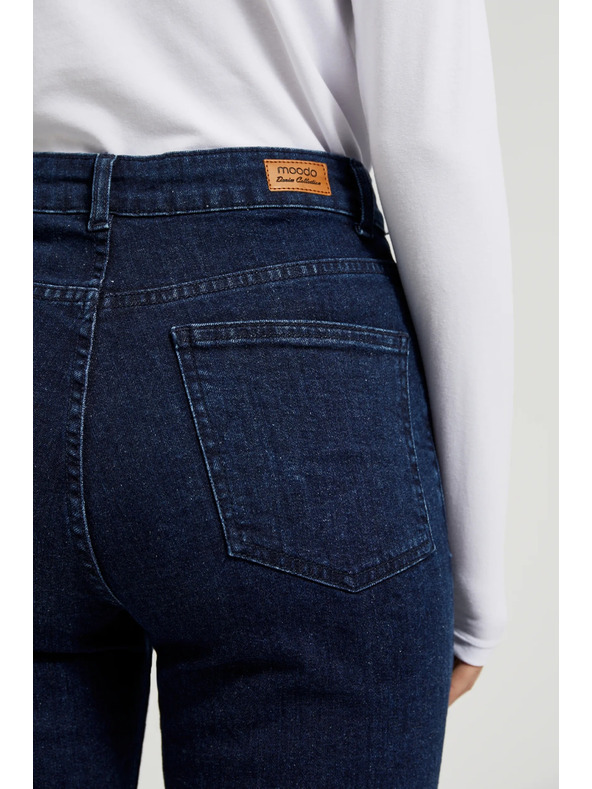 Moodo Tmavo modré džínsy s rovnou nohavicou Moodo