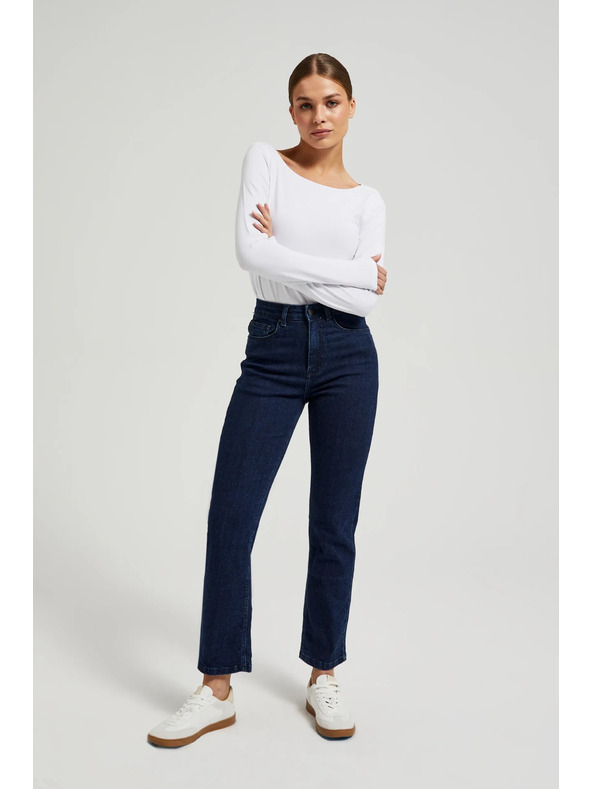 Moodo Tmavo modré džínsy s rovnou nohavicou Moodo