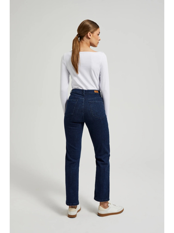 Moodo Tmavo modré džínsy s rovnou nohavicou Moodo