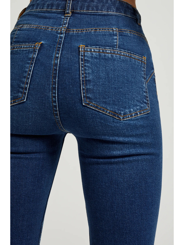 Moodo Modré džínsy s rovnou nohavicou Moodo