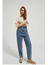 Moodo Modré bavlnené džínsy s vysokým pásom Moodo