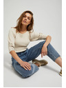 Moodo Modré bavlnené džínsy s vysokým pásom Moodo