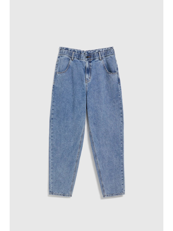 Moodo Modré bavlnené džínsy s vysokým pásom Moodo