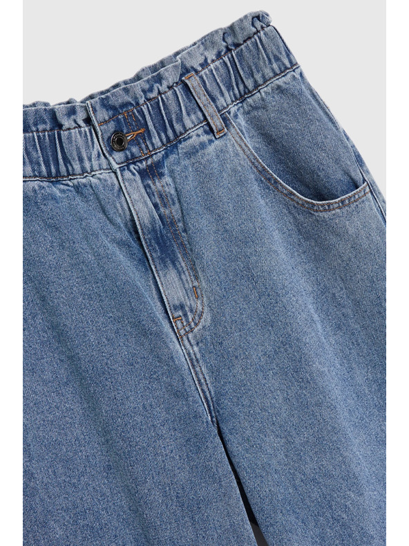 Moodo Modré bavlnené džínsy s vysokým pásom Moodo