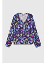 Moodo Tmavomodrá kvetovaná blúzka s V-výstrihom Moodo