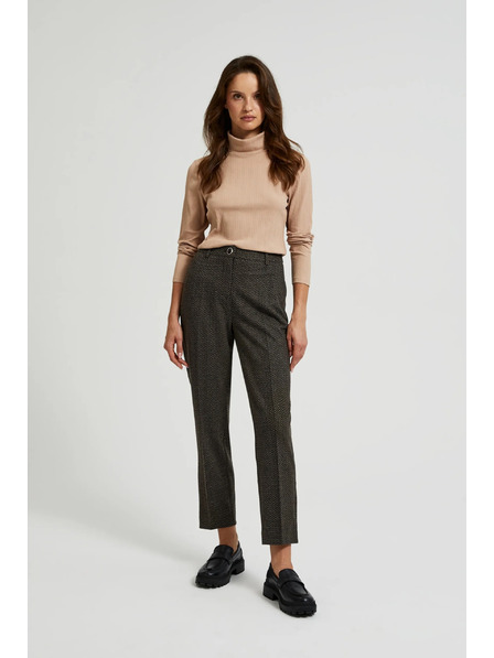 Moodo Cigaretové nohavice zdobené metalickou niťou čierne Moodo