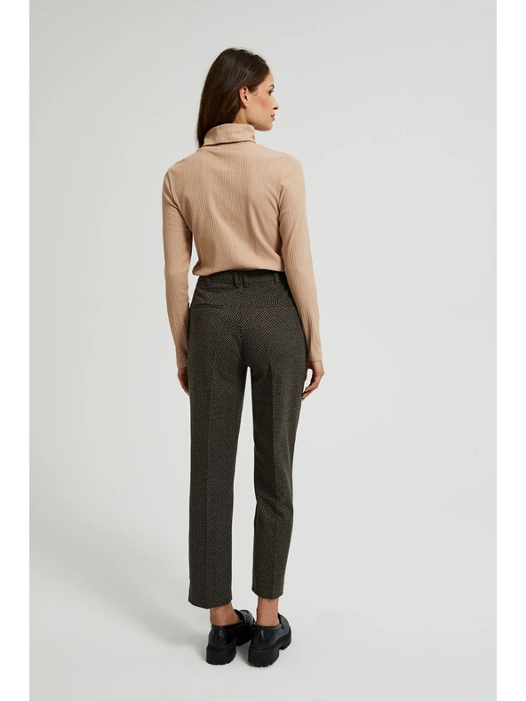 Moodo Cigaretové nohavice zdobené metalickou niťou čierne Moodo