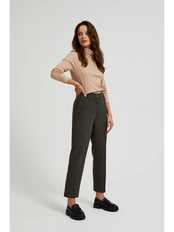 Moodo Cigaretové nohavice zdobené metalickou niťou čierne Moodo