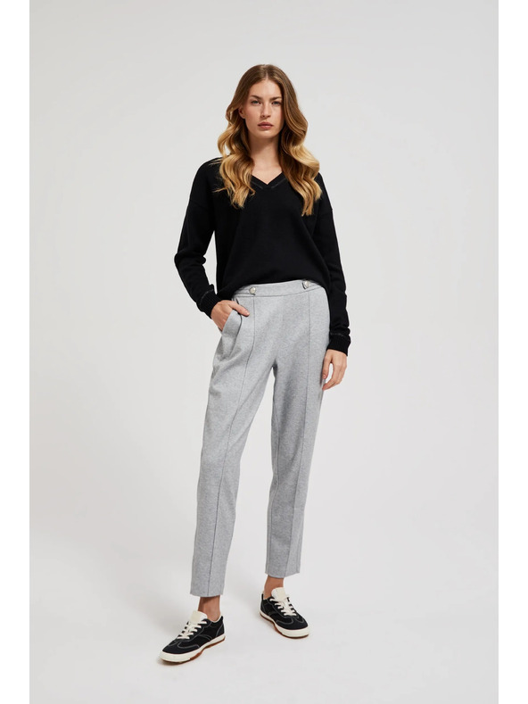 Moodo Hladké nohavice s rovnými nohavicami a gombíkmi sivé Moodo