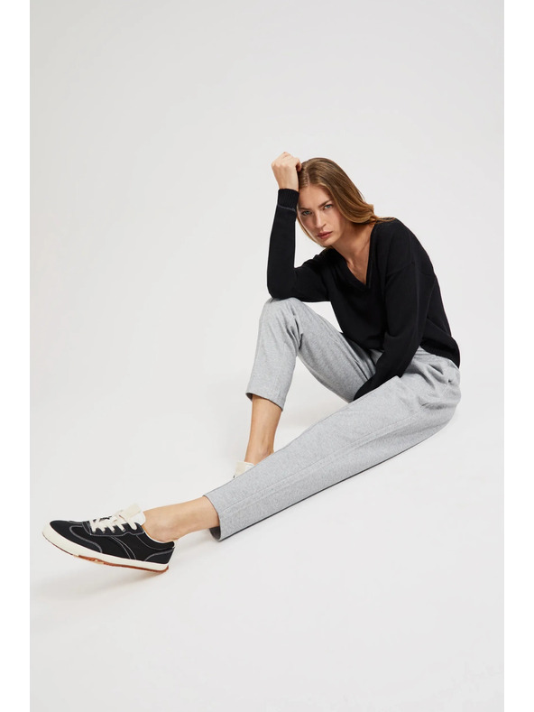 Moodo Hladké nohavice s rovnými nohavicami a gombíkmi sivé Moodo