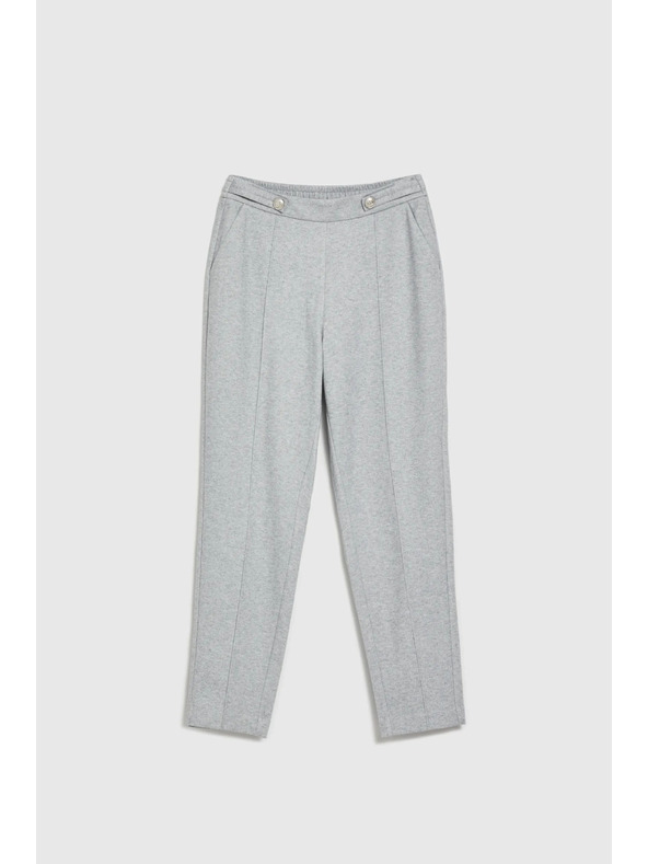 Moodo Hladké nohavice s rovnými nohavicami a gombíkmi sivé Moodo