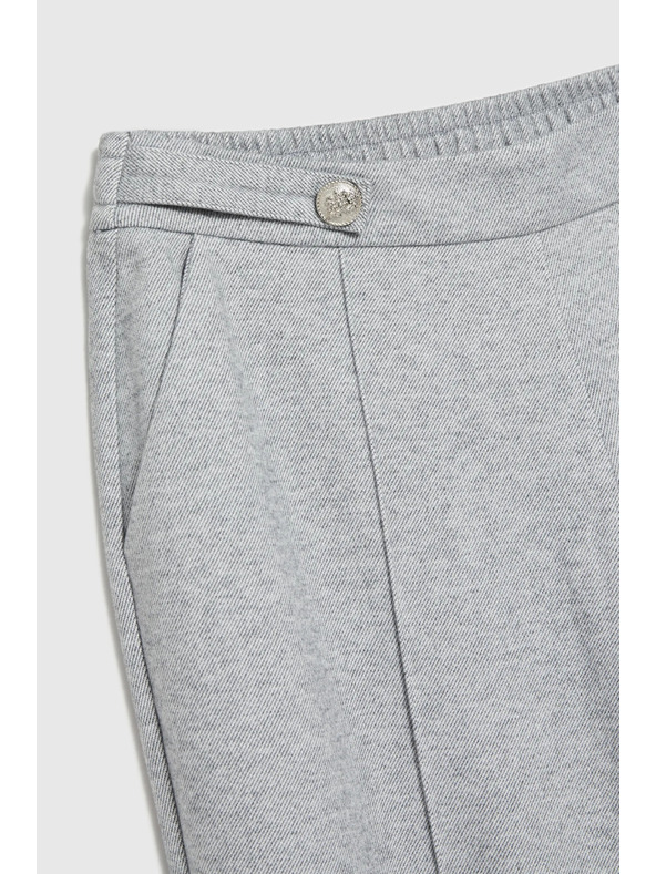 Moodo Hladké nohavice s rovnými nohavicami a gombíkmi sivé Moodo