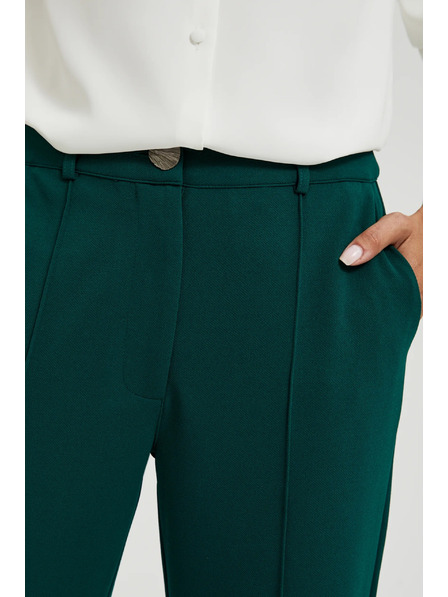 Moodo Zelené nohavice s rovnými nohavicami v károvanom vzore Moodo