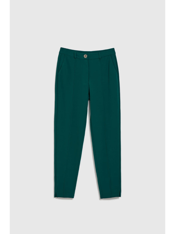 Moodo Zelené nohavice s rovnými nohavicami v károvanom vzore Moodo