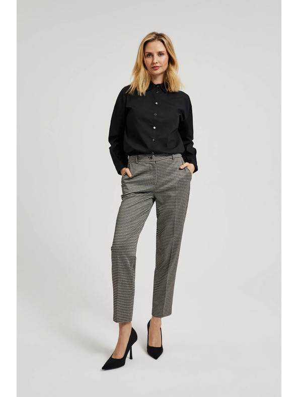 Moodo Elegantné béžové nohavice v pepito vzore Moodo