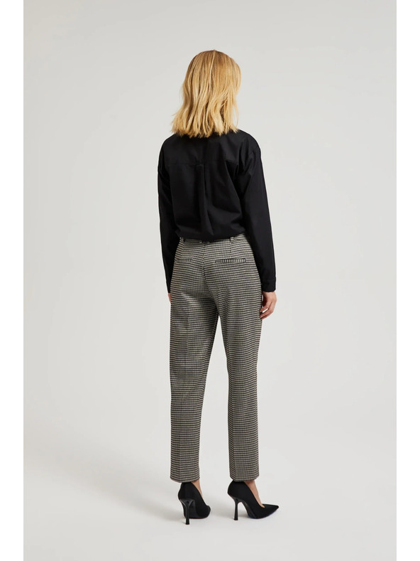 Moodo Elegantné béžové nohavice v pepito vzore Moodo