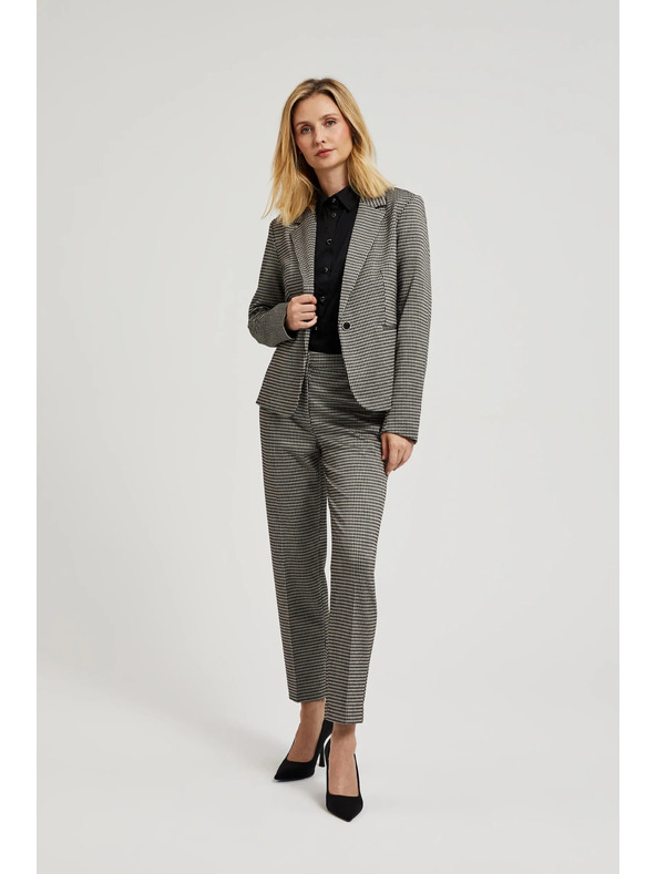 Moodo Elegantné béžové nohavice v pepito vzore Moodo