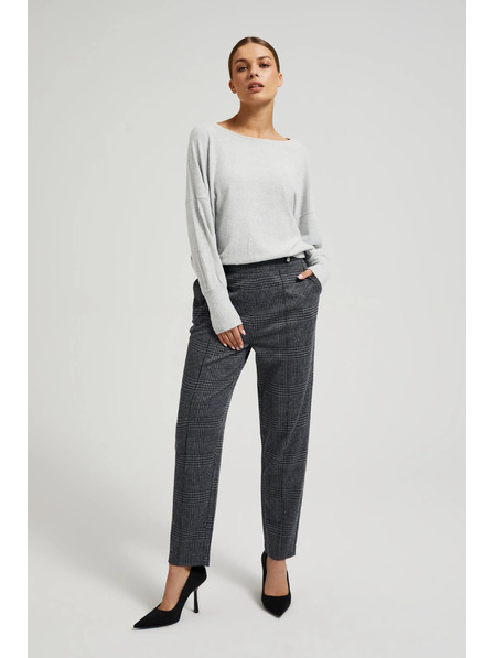 Moodo Sivé kockované nohavice s rovnými nohavicami Moodo