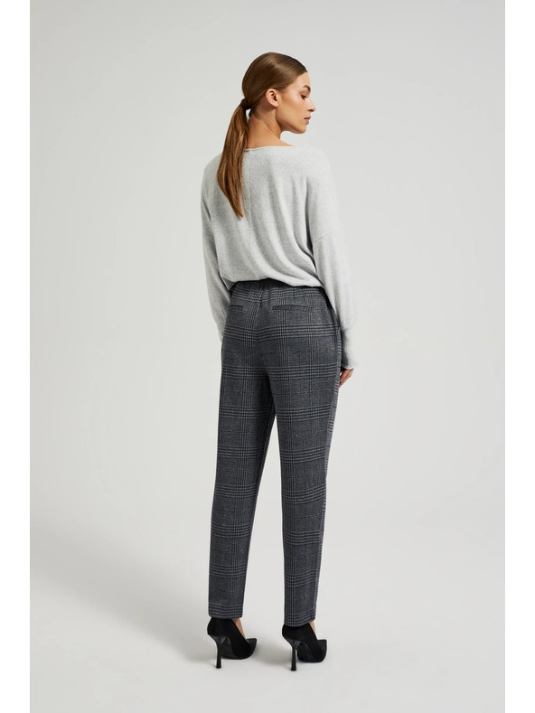 Moodo Sivé kockované nohavice s rovnými nohavicami Moodo
