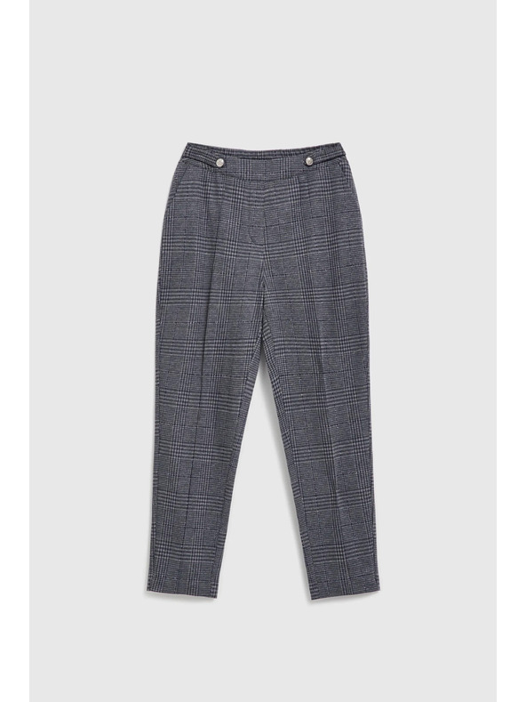 Moodo Sivé kockované nohavice s rovnými nohavicami Moodo