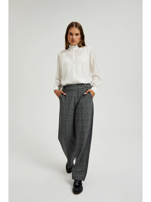 Moodo Sivé nohavice s rovnými nohavicami v károvanom vzore Moodo