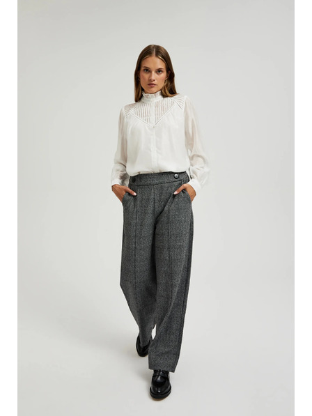 Moodo Sivé nohavice s rovnými nohavicami v károvanom vzore Moodo