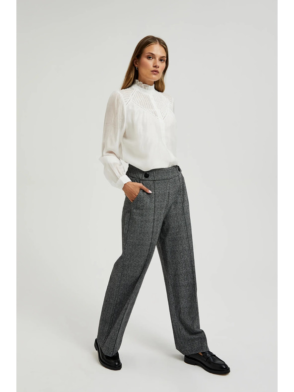 Moodo Sivé nohavice s rovnými nohavicami v károvanom vzore Moodo