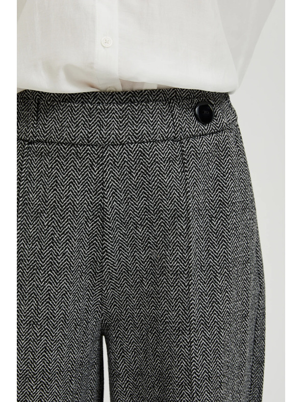 Moodo Sivé nohavice s rovnými nohavicami v károvanom vzore Moodo