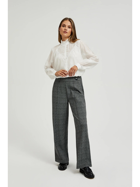 Moodo Sivé nohavice s rovnými nohavicami v károvanom vzore Moodo