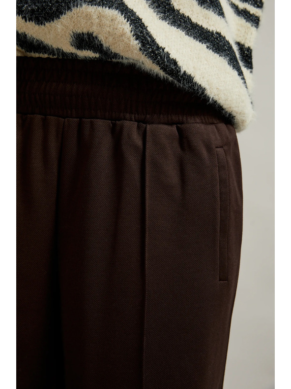 Moodo Hnedé nohavice so širokými nohavicami s gumou v páse Moodo