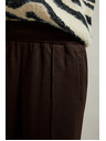 Moodo Hnedé nohavice so širokými nohavicami s gumou v páse Moodo