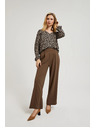 Moodo Béžové nohavice so širokými nohavicami a gombíkmi Moodo