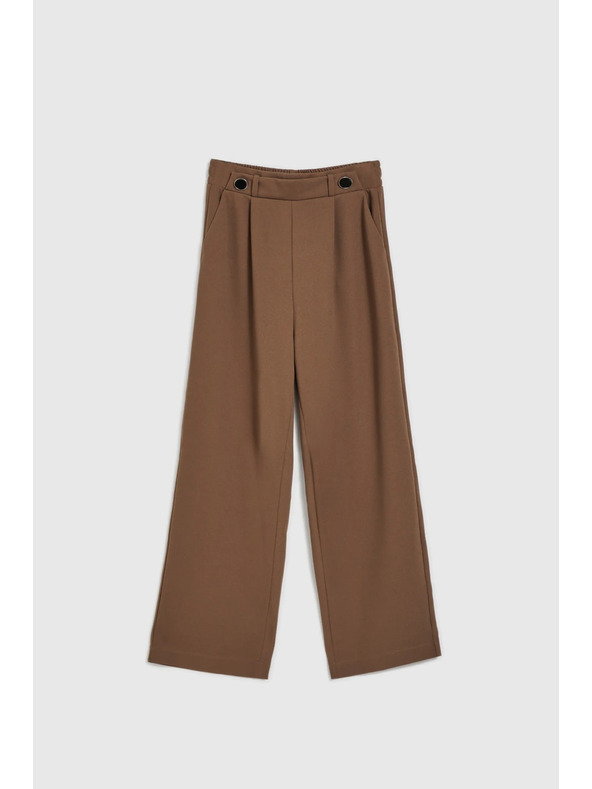 Moodo Béžové nohavice so širokými nohavicami a gombíkmi Moodo