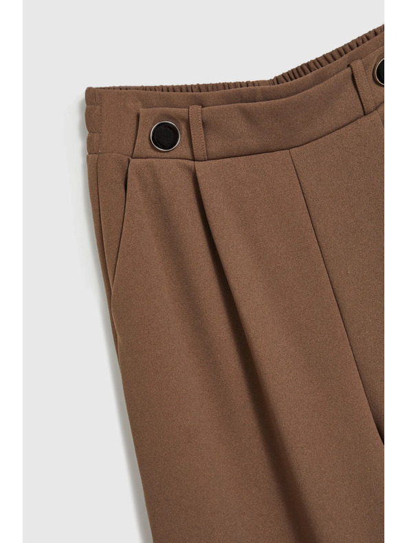 Moodo Béžové nohavice so širokými nohavicami a gombíkmi Moodo