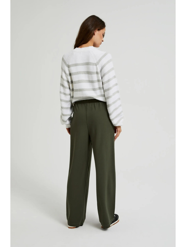 Moodo Olivové nohavice so širokými nohavicami a gombíkmi Moodo