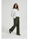 Moodo Olivové nohavice so širokými nohavicami a gombíkmi Moodo