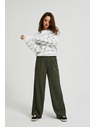 Moodo Olivové nohavice so širokými nohavicami a gombíkmi Moodo