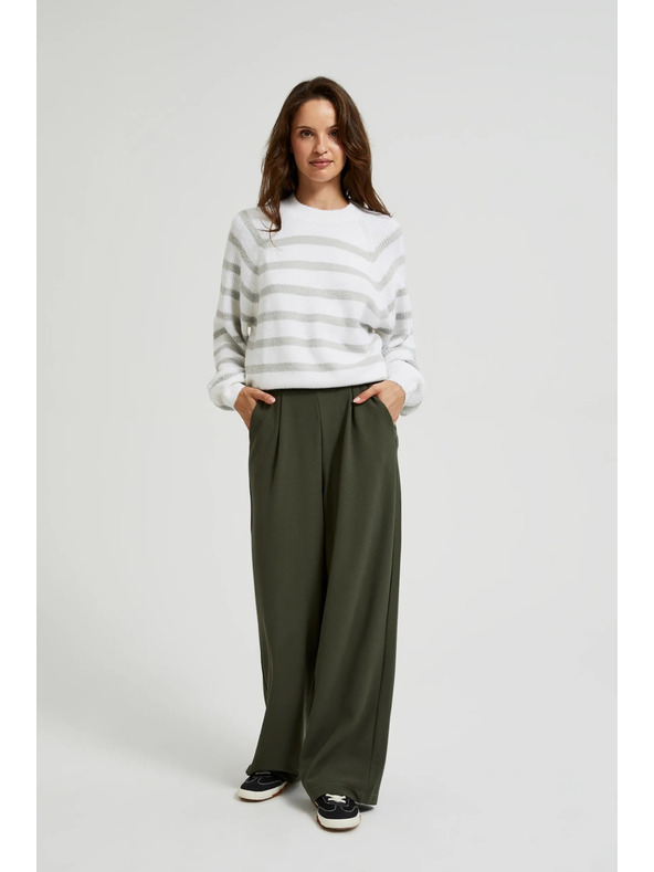 Moodo Olivové nohavice so širokými nohavicami a gombíkmi Moodo